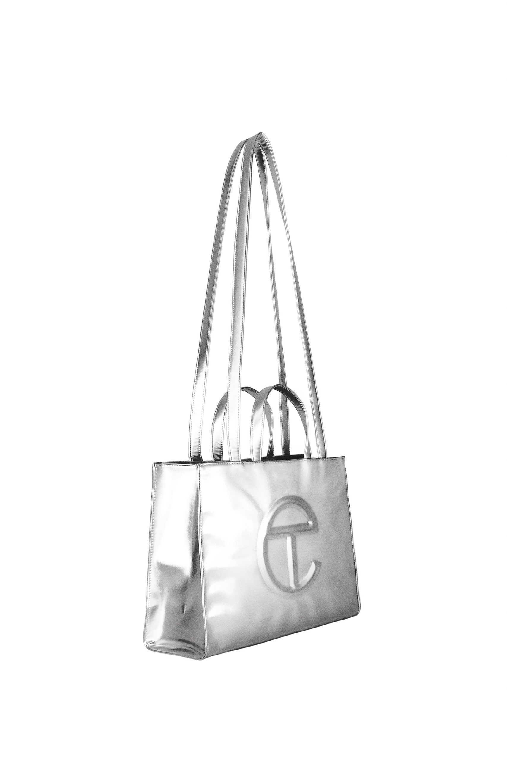 Medium Silver Shopping Bag